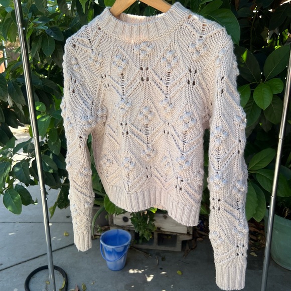 Zara Cream Textured Knit Sweater - Picture 1 of 4